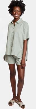 ABLE (Anthropologie) linen light sage green short set in size women’s small EUC